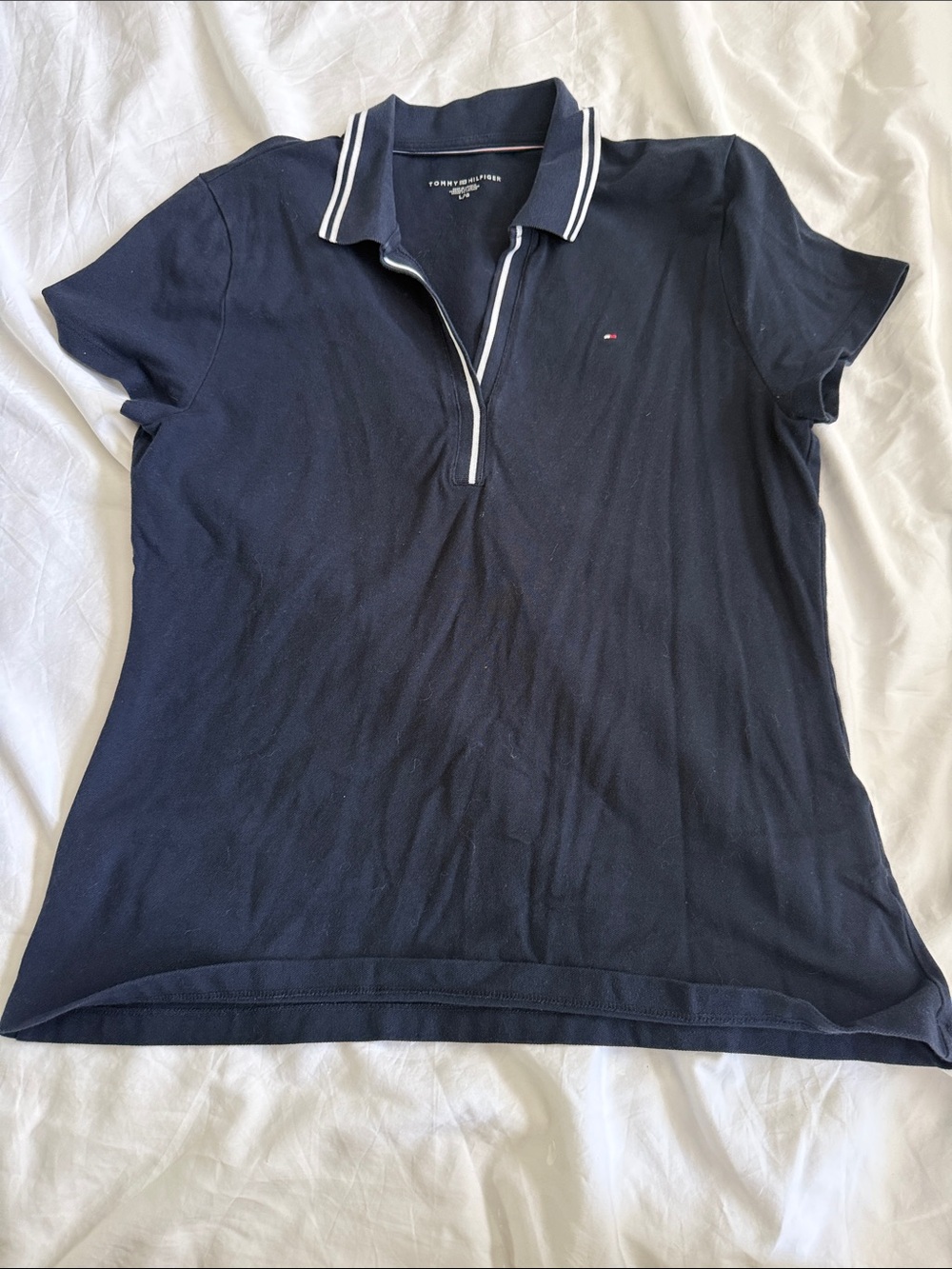 Tommy Hilfiger Navy Short-Sleeve Polo with White Trim